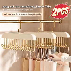ASCENT 2 PCS Multi-Purpose Hanger, Wooden 8-Hook Closet Organizer，Multi Purpose Hanger Wooden 8 Hook Closet Organizer for Belts Scarves Bras Ties Home Wardrobe Dorm Storage