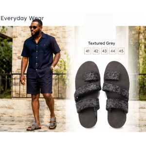 Slips Africa Men’s Luxury Strap Slippers – Fashionable Non-Slip Sole  Slide Sandals For Casual Outdoor & Indoor Wear - Dark Gray/Black 
