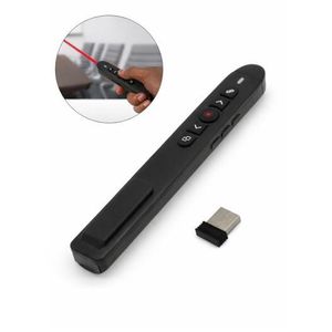 White Light 2.4G Wireless Presenter Remote, PowerPoint Office Presentation, Clicker with Volume Control, Laser Pointer (L14 x W2 x H2)cm / (L5.5 x W0.8 x H0.8)inch - Black