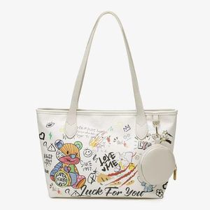 2 in 1 Women Handbag and Hat Ladies Tote Bags Shoulder Bag Handbags Crossbody Bag White