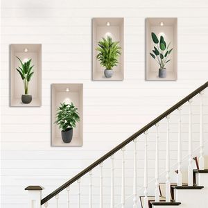 (4 Pieces) 3D Decorative Wall Stickers, Vintage Vase Decorative Stickers