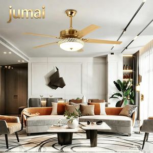 Other Luxury gold crystal ceiling fan light with metal blades, silent brushless DC motor, 3-color LED light, remote control decorative fan light, suitable for family living room, bedroom, dining