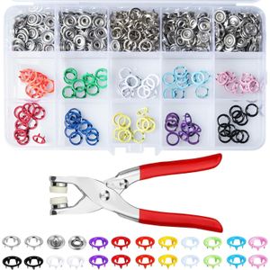 100 PCS Snap Fastener Kit(50 Silver+50 Color)with Press Pliers - Multipurpose Snap Buttons Set