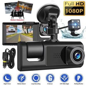 3 Cameras Dash Cam Multi-Language Clear Car Rearview Mirror Car Video Recording Camcorder - Balck - Black