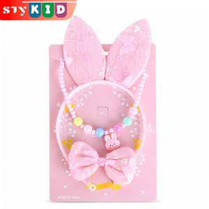 STY Adorable 3-Piece Bunny-Themed Accessory Set for Toddlers Girls Necklace Hair Band Hair Clip Set