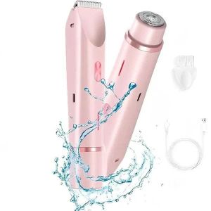 Women's Bikini Trimmer, Women's Electric Shaver, Dual-Head Hair Trimmer - Pink
