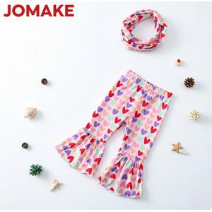 JOMAKE 6M-6-year-old girl's fishtail trousers, pink base with hearts, cropped trousers