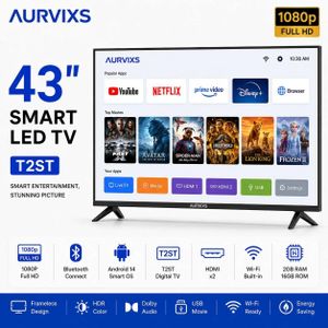 AURVIXS 43 Inch Smart Android TV Full HD WiFi Bluetooth Netflix YouTube 2+16G-Black