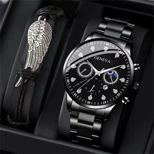 High-end Watch + Bracelet Dating Party Atmospheric Watch - Black