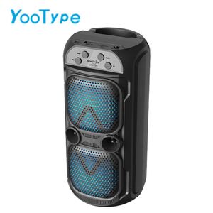 YooType Portable TWS Wireless Speaker Colorful LED Lights, FM Radio USB TF Card Playback, 360 Surround Sound for Home Party Outdoor, Bluetooth BT, Black