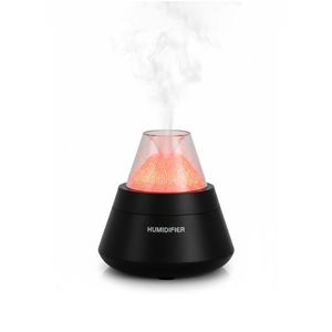 80ml Volcano Flame Humidifier, Ultrasonic Mist Diffuser with Colorful Gradient Atmosphere Light, Auto Shut-Off, Essential Oil Aroma Diffuser, 5W USB Air Humidifier for Bedroom Home Office - Volcanic Lava / Black