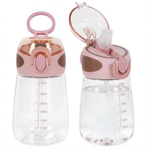 ShebSheb 400ml Water Bottle with Straw BPA Free Lightweight Kids’ Water Drinking Bottle with Handle Wide Mouth Leak-Proof for Boys, Girls, and Adults
