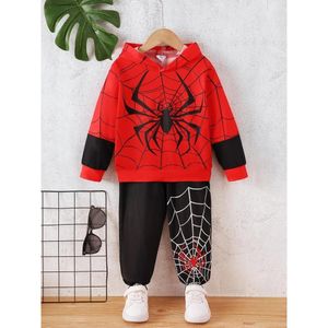 Catpapa 3-6 Years Boys' Spider-Man Themed Hoodie & Joggers Set for Active Play & Superhero Fun