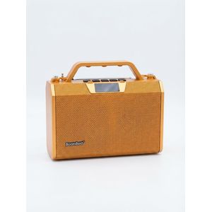 BoomBest Portable Wireless Bluetooth Boombox Speaker with Digital LED Display, FM Radio Antenna & Integrated Handle (Metallic Gold)