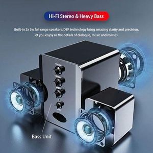 SADA D-202 Mini USB 2.1 Wired Combination Speaker Bass Music Subwoofer for Desktop Laptop Notebook Tablet PC Smart Phone - Black