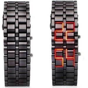Men's Digital Lava Watches Iron Metal Red LED - Black - Black