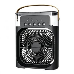 WakeView Black Type-C Mist Cooling Fan, Portable Desktop Humidifier Air Cooler, 3 Speed Adjustable Wind 7 Color LED Light Mini Fan, Plug-in Continuous Cooling for NEPA Power Cut Office Home Bedroom Use