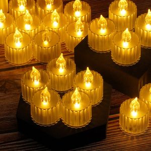 WakeView 6 Pack Crystal LED Tea Light Candles, Battery Operated AG10 Button Cells, Warm Flickering Flameless Candle Lights For Ghana Wedding, Church, Party, Home Decor, PVC Bag Pack