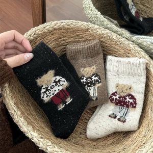 GALUIN 3pcs Cute Bear Mid-Calf Socks