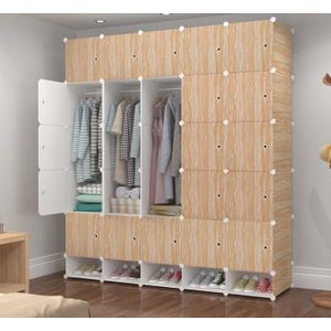 25 Cubes Plastic Wardrobe With Shoe Rack - Brown