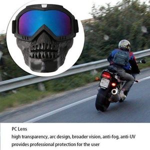 Tactical Skull Mouth Mask With Goggles - Removable Windproof Anti-Fog Anti-UV HD Lens, Impact-Resistant Eye Protection for Motorcycle, Off-Road, Skiing, Cycling & Outdoor Sports (Black)