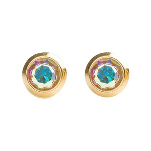 Studex 3MM AB Crystal Bezel Gold Plated Ear Studs - Multicolor