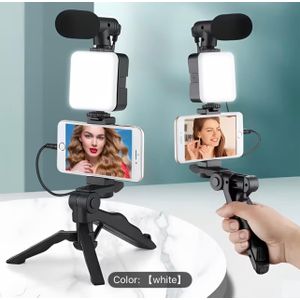 Portable 3-in-1 Tripod Selfie Stick with LED Ring Light & Microphone – Black