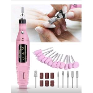 Professional Electric Nail Drill Machine Nails File Manicure Set Low Noise Gel Art Remover Pedicure Tool Glazing Polisher Polishing Grinder Variety Electric Nail Drill Bits Versatile Nail Art Equipment For Salon-Quality Results - Pink