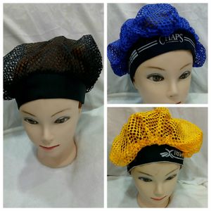 3-Piece Hairnet Mesh Set –Durable & Breathable Hair Nets-Multicolored