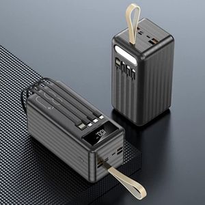 Power Bank Outdoor Large Capacity Power Bank/60000Mah Comes With Four-Wire Mobile Power/Usb Cables - Black