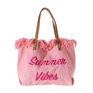Elegant Summer Tote Bag - Large Capacity Tassel Handbag - Pink
