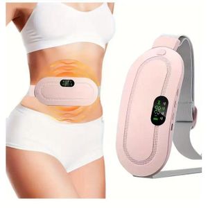 Portable Cordless Menstrual Pains Heating Pad Belt For Abdomen Pain Relief With Led Massage Display - 4 Massage Modes plus Gift box-Pink
