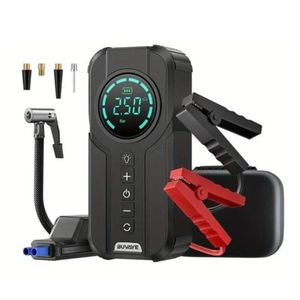 4 In 1 Car Jumper Starter Air Pump Power Bank Lightening Portable Air Compressor  - Black