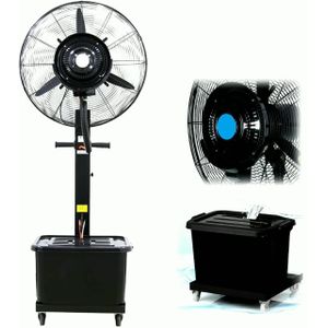 Heavy-Duty Industrial Mist Fan – Mobile Water Cooling Pedestal Fan with Tank & Wheels-Black