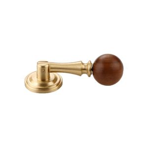 Cabinet Drawer Handle - Brass and Walnut Wood, 7.5cm