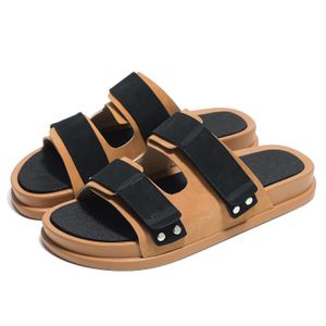 VANHUHU Men's Footwear Breathable Sandals Slippers Half Open Casual Shoes Brown