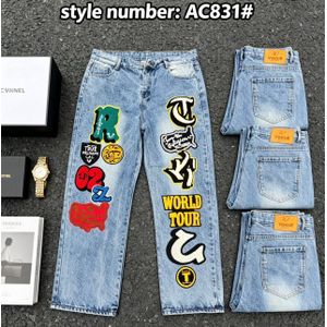 High value protruding embroidery Denim jeans