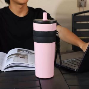 710ml Stainless Steel Vacuum Insulated Tumbler With Straw & Carry S...