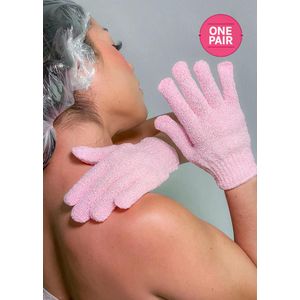 Exfoliating Bathing Gloves 1 Pair - Pink