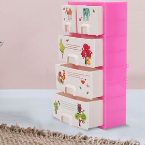 Printing Closet Wardrobe Cabinet Baby Toys For Barbie Doll - Pink/White