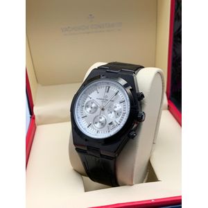 VACHERON CONSTANTIN Fashion Men's Luxury Leather Watch - Black/Silver