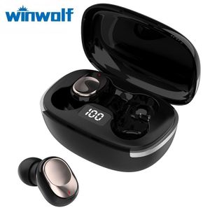 Winwolf Y02 Wireless Bluetooth Headphones TWS Gaming Earbuds HD Stereo Sound Noise Reduction In-Ear Headset with LED Digital Display Charging Case