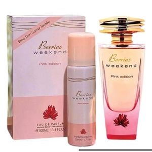 Fragrance World Berries Weekend Pink Edition + Free Deodorant Spray Eau De Parfume - 100ml 