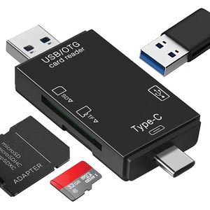 6 In 1 USB Multi-Function High-Speed Card Reader - Black