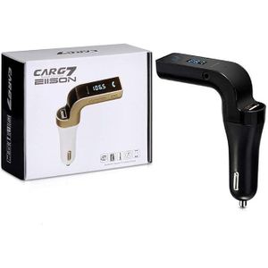 Car Q7 Bluetooth FM Transmitter Wireless Car Charger with USB Port and Handsfree Calling - Black