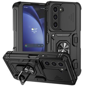 Baseus Shockproof Phone Case, Compatible With Galaxy Z Fold 6 Phone, With Slide Window Lens Protection with Magnetic Stand Ring - Black 