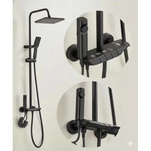 Premium 4-Way Piano Key Thermostatic Shower System - Black 