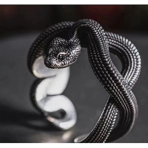 Black-Tone Snake Design Open Ring