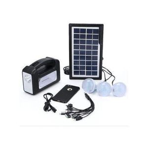 Smart Rechargeable Solar Panel 3 Plus Led Lights And Phone Charging Kit - Black