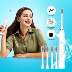 Smart Ultrasonic Electric Toothbrush + 4 Brush Heads